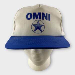 White & Blue Vintage Dodge Omni 5 Panel Hat Cap